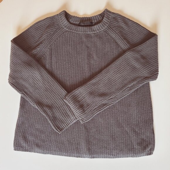 Jenni Kayne Cotton Fisherman Sweater in Grey/Blue sz L - Picture 3 of 7